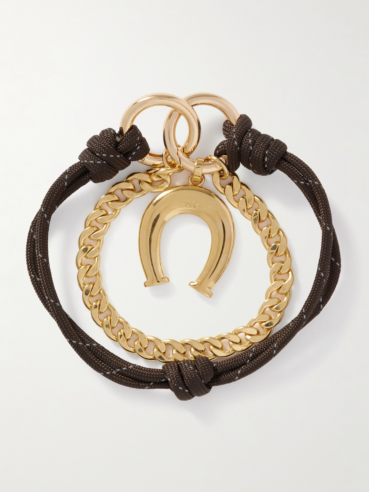 Martha Calvo Wish Me Luck Gold-plated And Cord Bag Charm In Brown