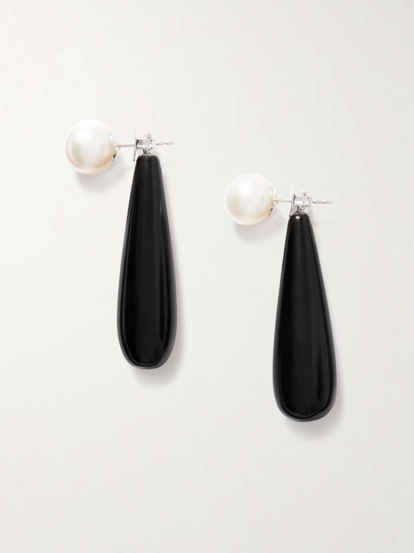 Sophie Buhai Small Angelyne Silver, Onyx And Pearl Earrings