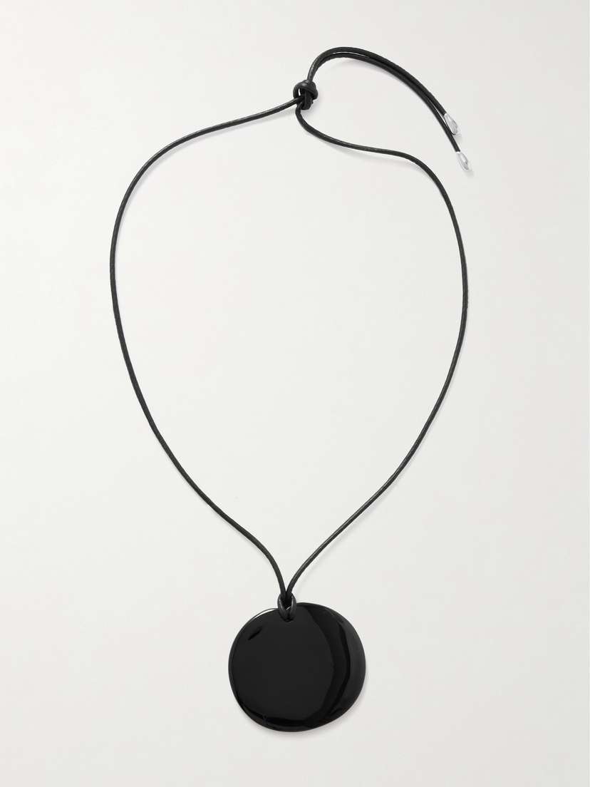 Sophie Buhai Large Full Moon Cord, Onyx And Silver Necklace