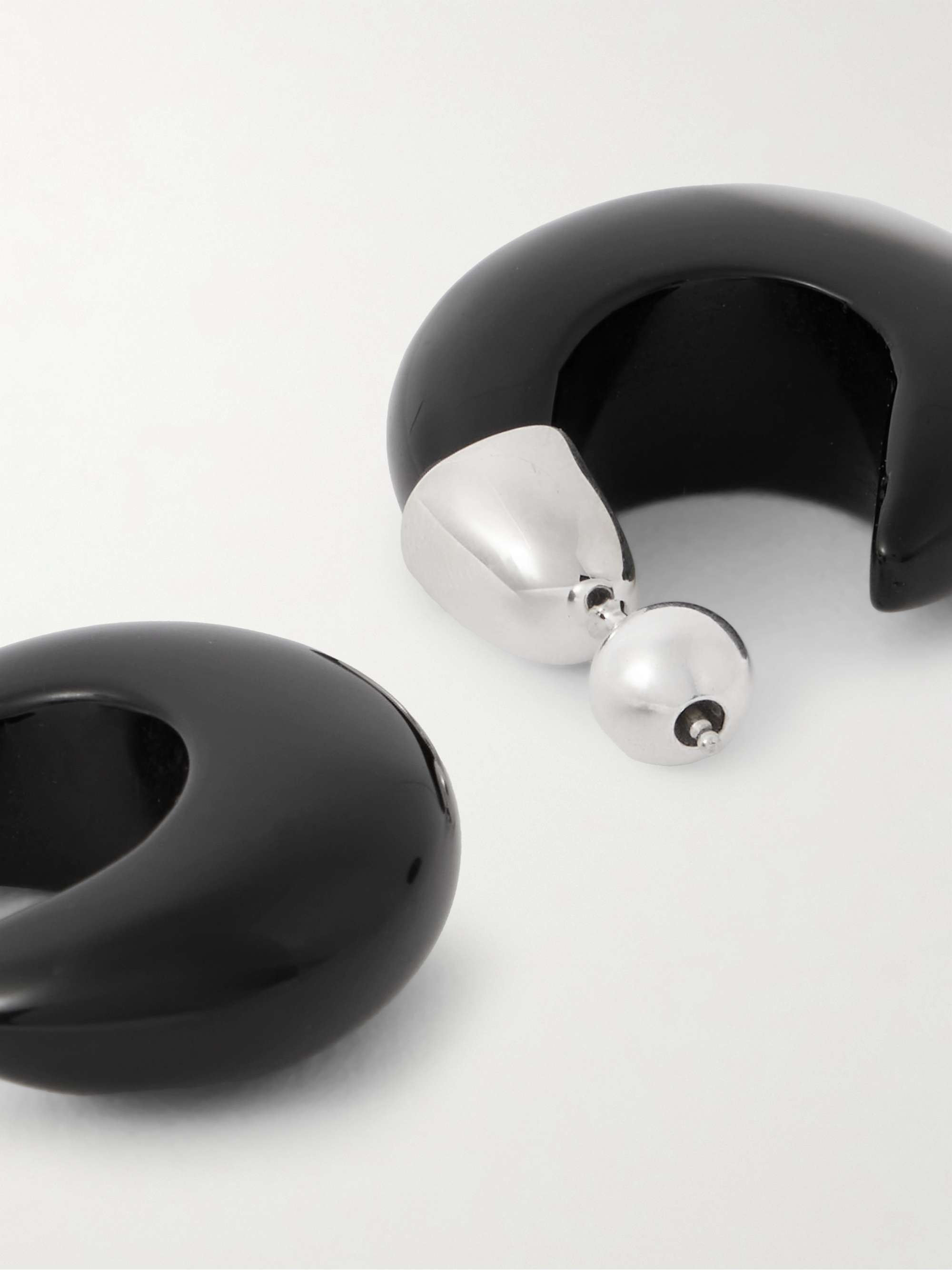 SOPHIE BUHAI Donut silver onyx hoop earrings