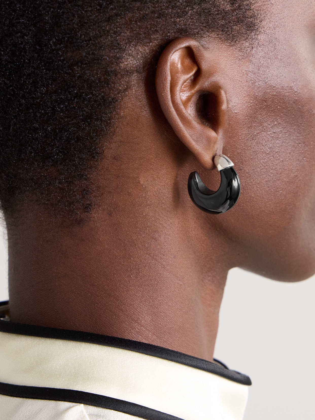 Sophie Buhai Donut Silver Onyx Hoop Earrings In Black