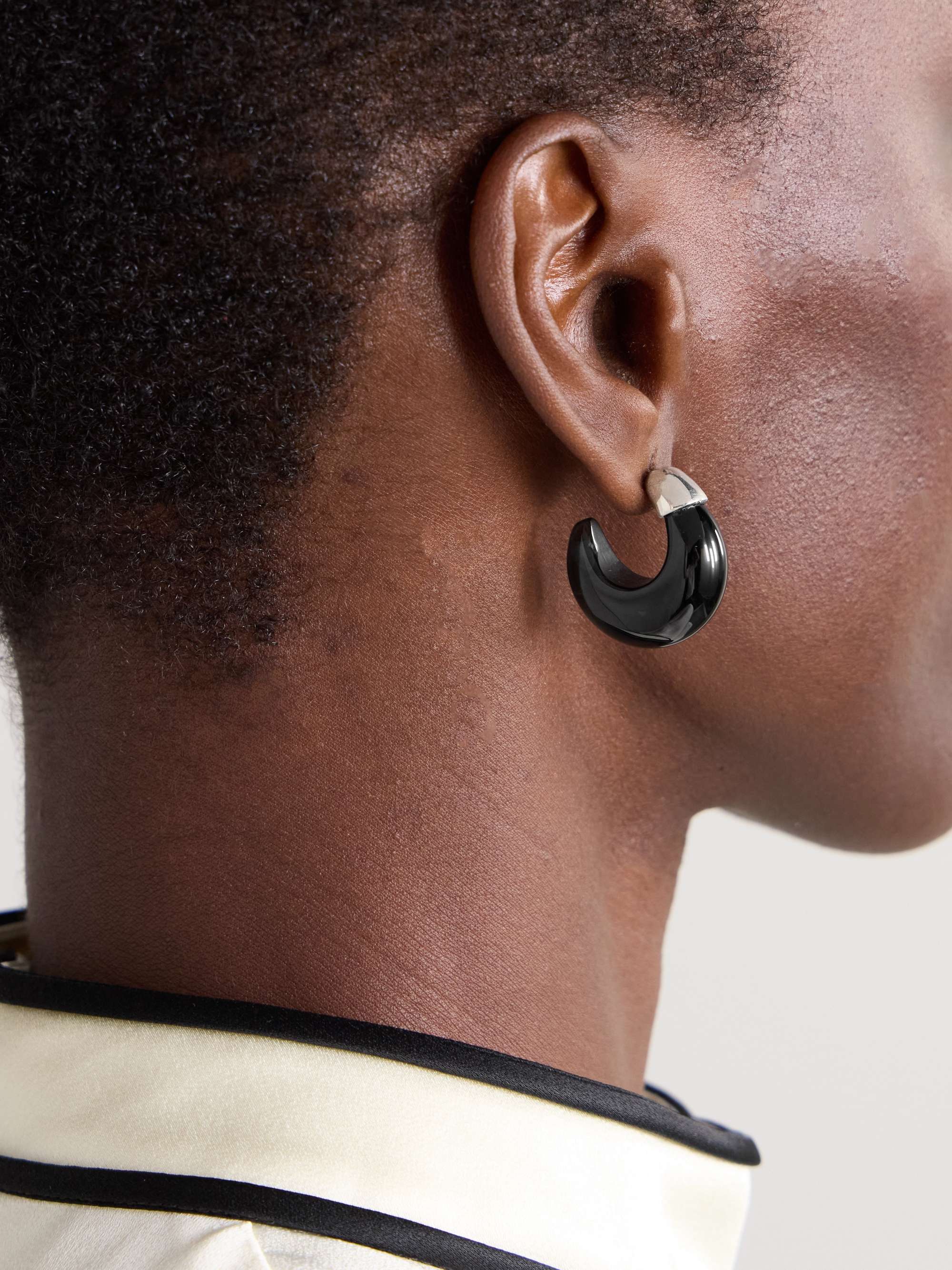 SOPHIE BUHAI Donut silver onyx hoop earrings