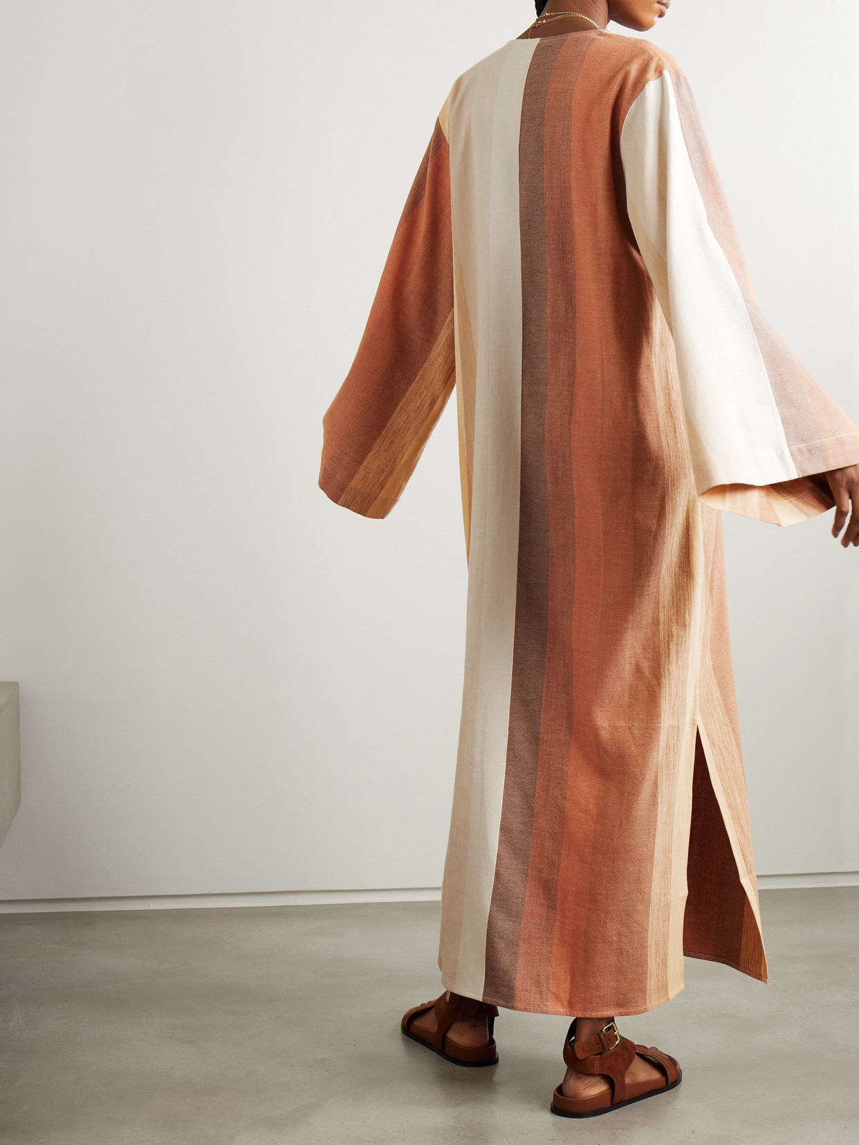 Marrakshi Life Striped Cotton Coverup In Brown