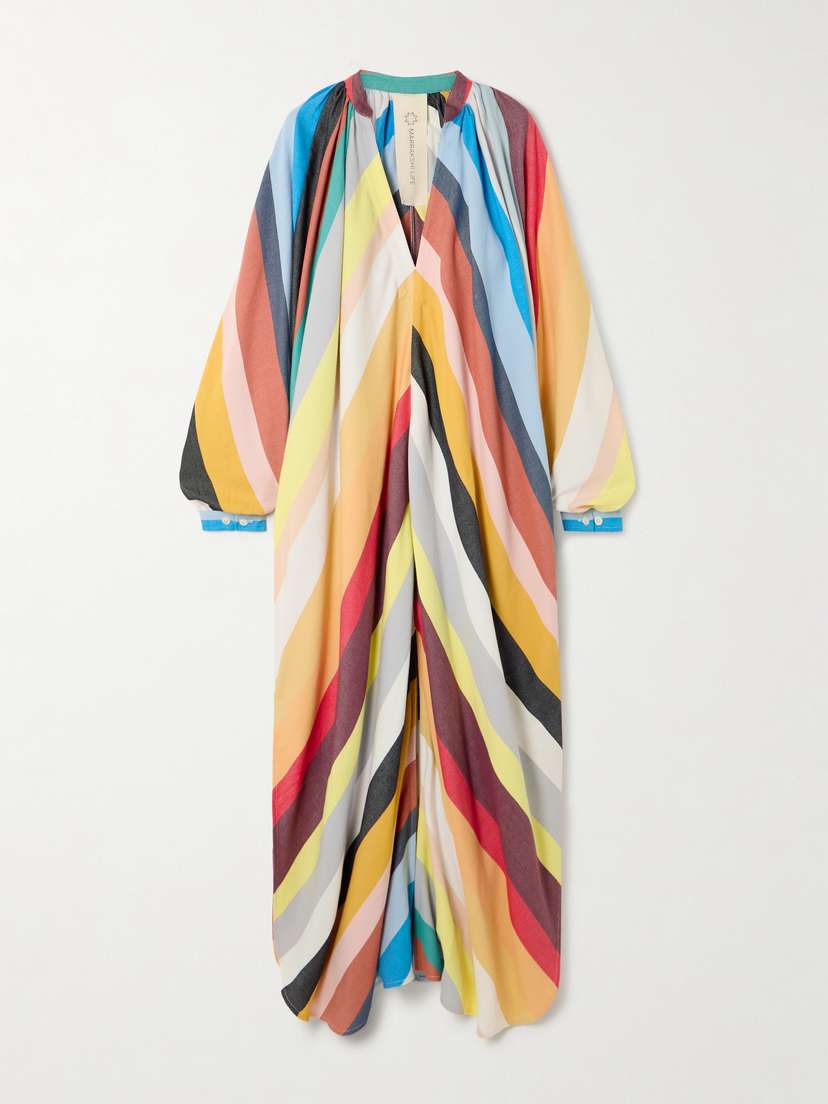 Marrakshi Life Touareg triped Cotton-blend Maxi Dress