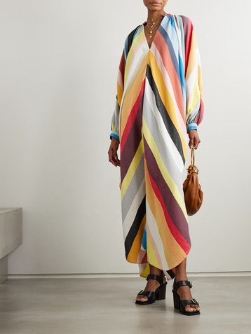 MARRAKSHI LIFE Touareg striped cotton-blend maxi dress