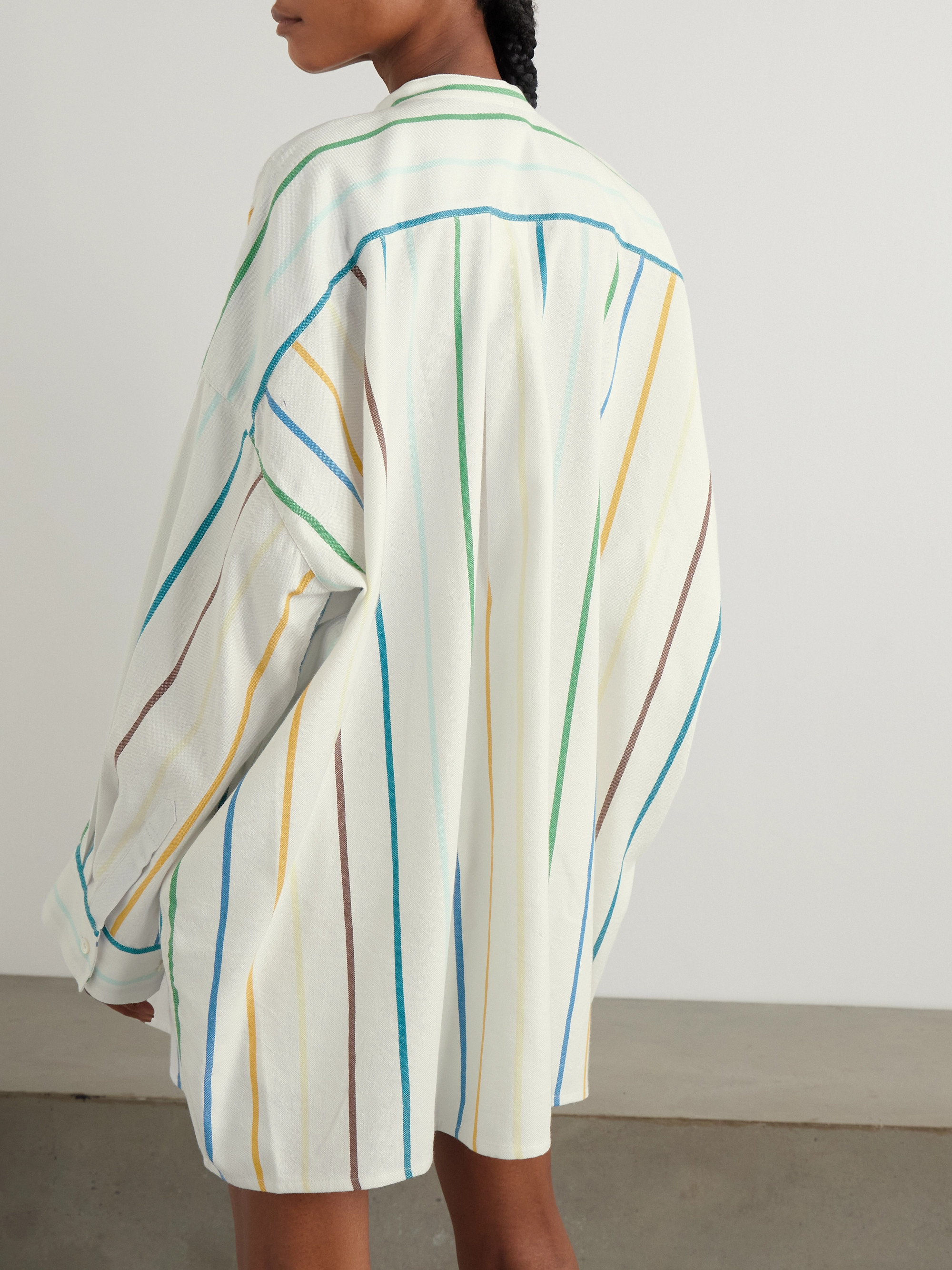MARRAKSHI LIFE Oversized striped cotton-blend shirt thumbnail