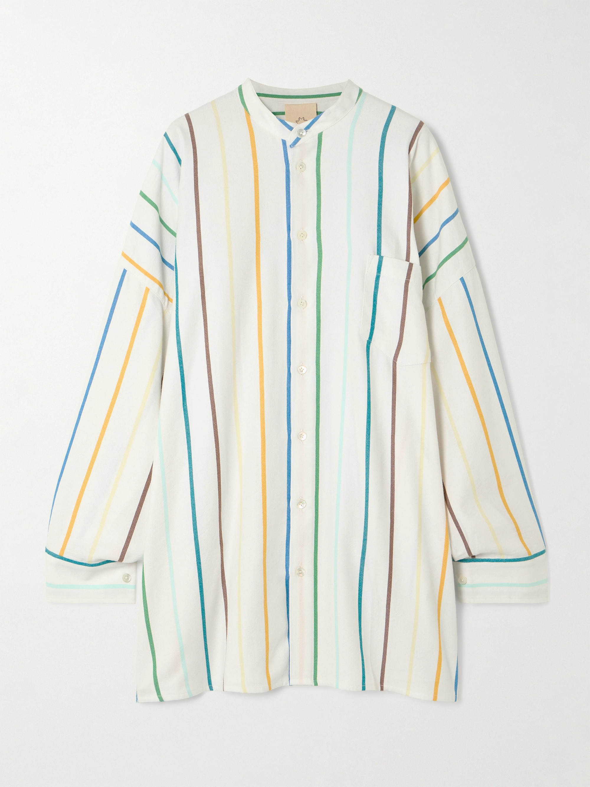 MARRAKSHI LIFE Oversized striped cotton-blend shirt thumbnail