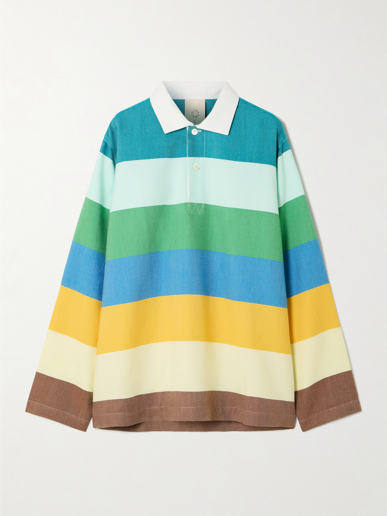 Marrakshi Life Oversized Striped Cotton Polo Shirt