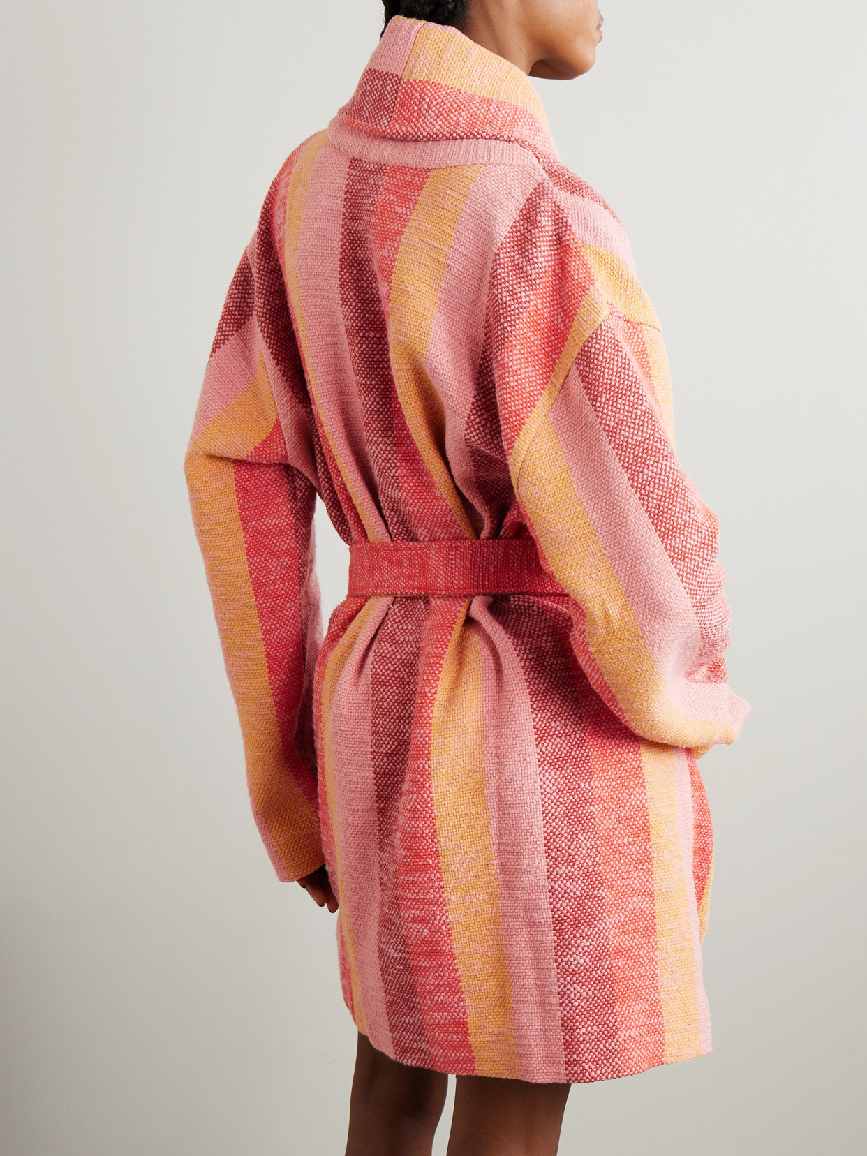 Marrakshi Life Belted Striped Cotton Cardigan