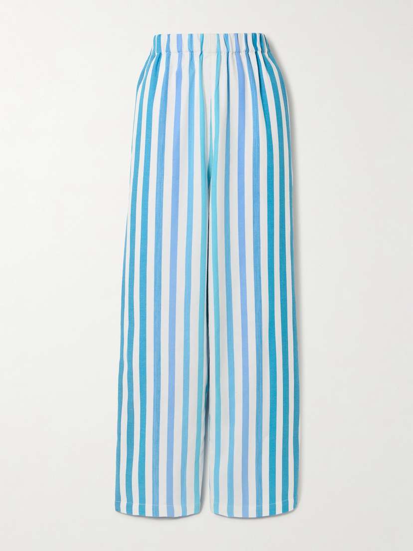 Marrakshi Life Palazzo Striped Cotton-blend Wide-leg Pants