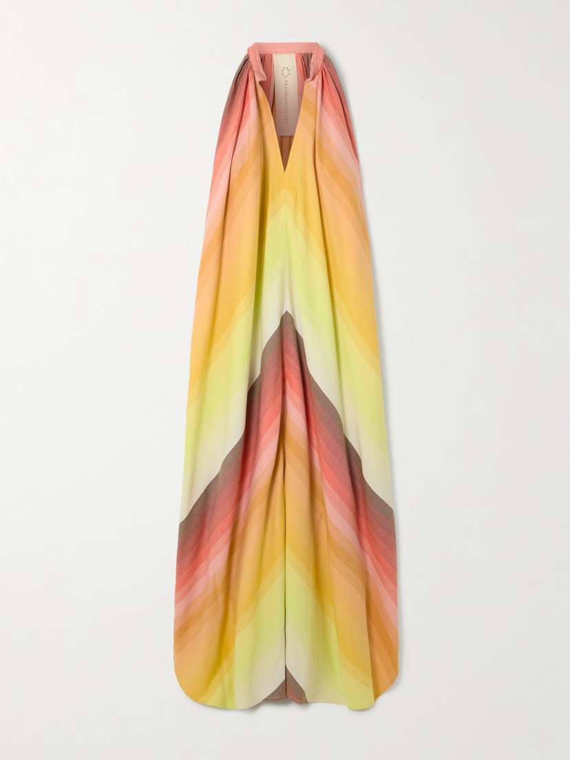 Marrakshi Life triped Gathered Cotton Maxi Dress