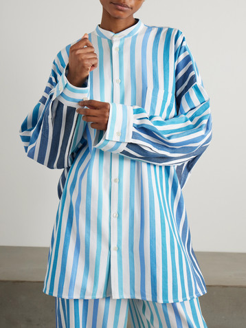 MARRAKSHI LIFE Oversized striped cotton-blend shirt