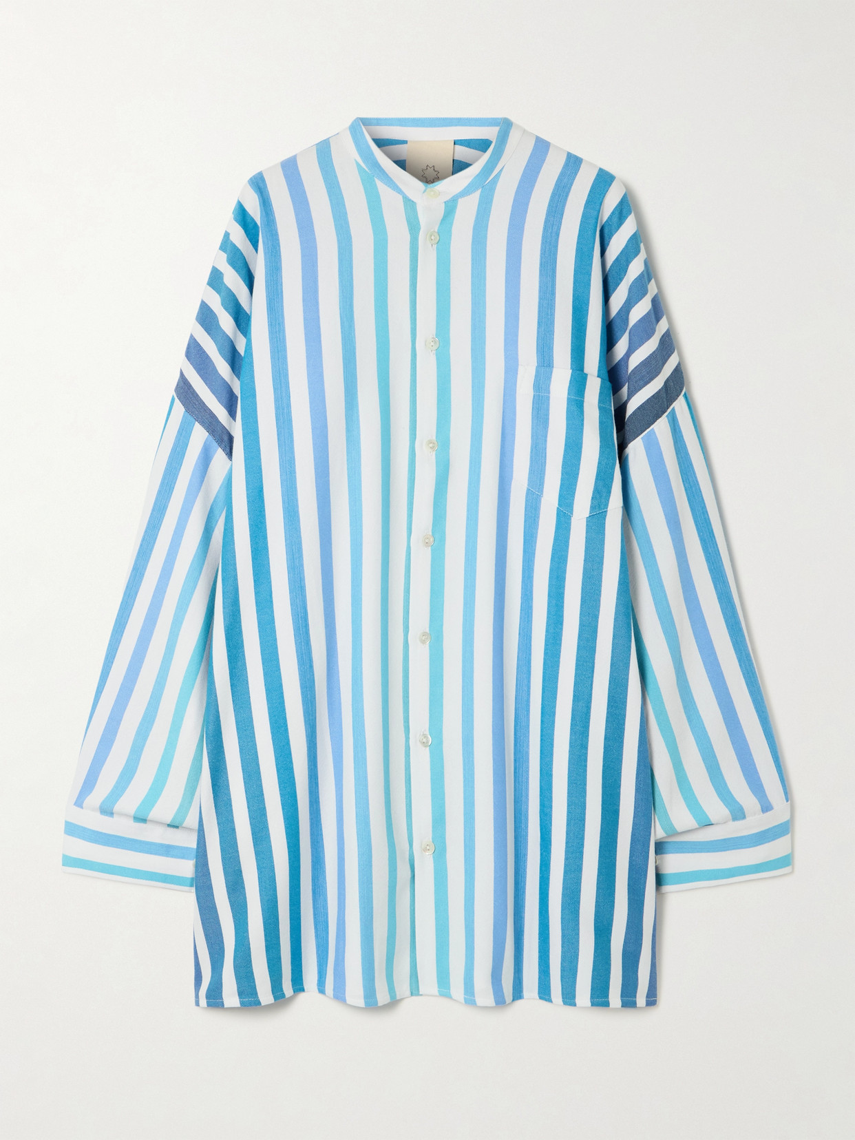 Marrakshi Life Oversized Striped Cotton-blend Shirt In Blue