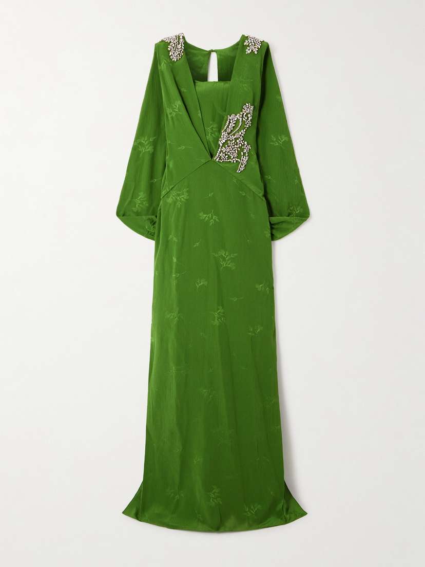 Erdem Crystal-embellished Silk And Cotton-blend Jacquard Gown