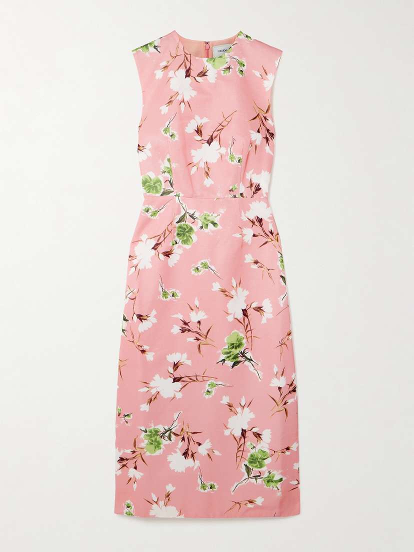 Erdem Floral-print Cotton-blend Faille Midi Dress