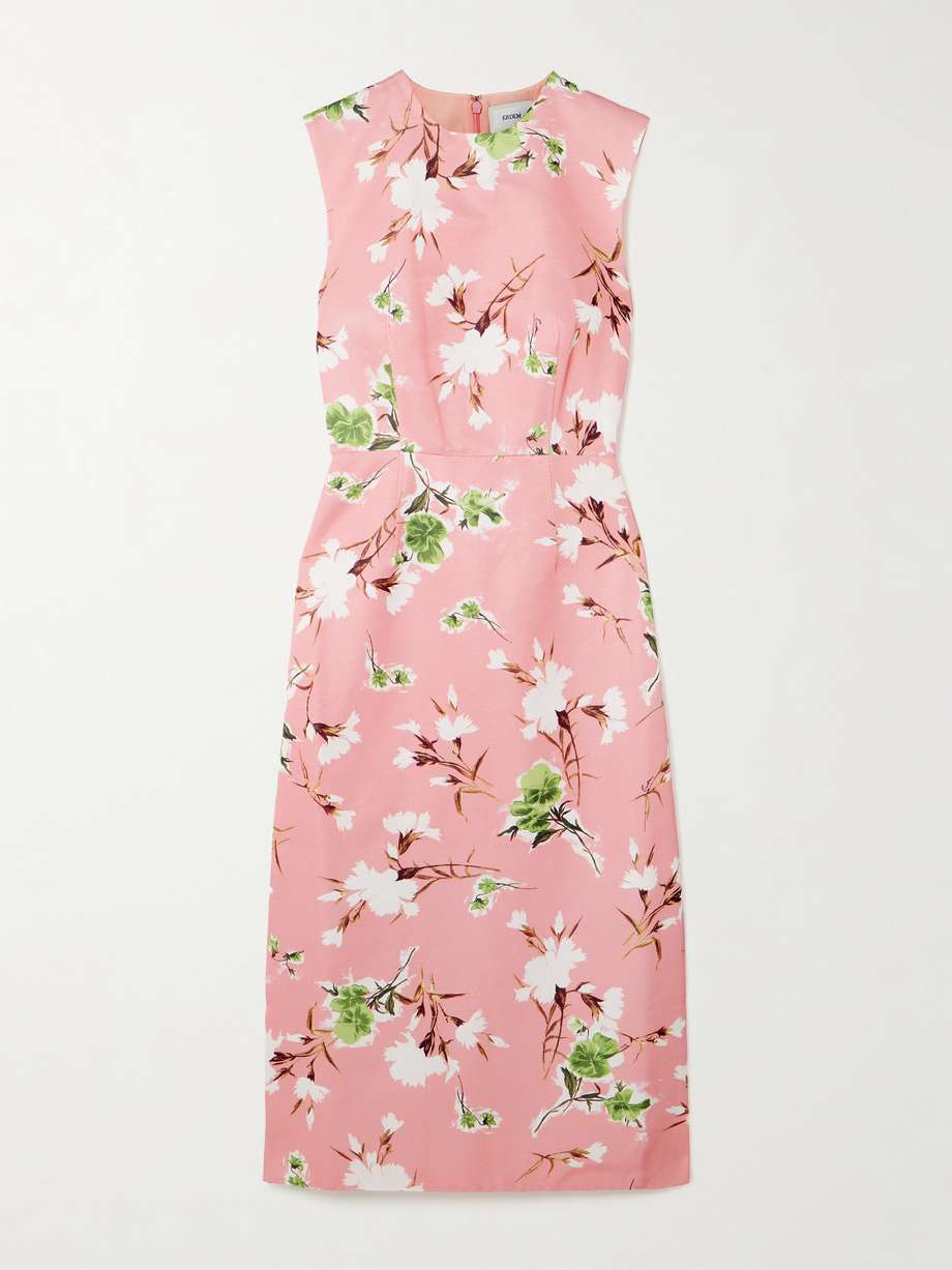floral-print cotton-blend faille midi dress