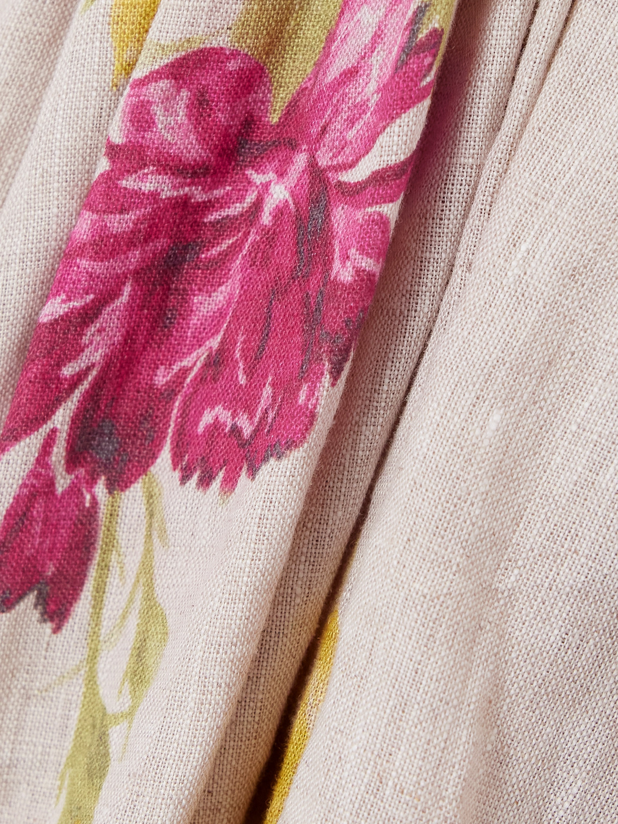 Erdem Womens Floral-print Oversized-pockets Linen Midi Dress Dancing Carnation In Ecru