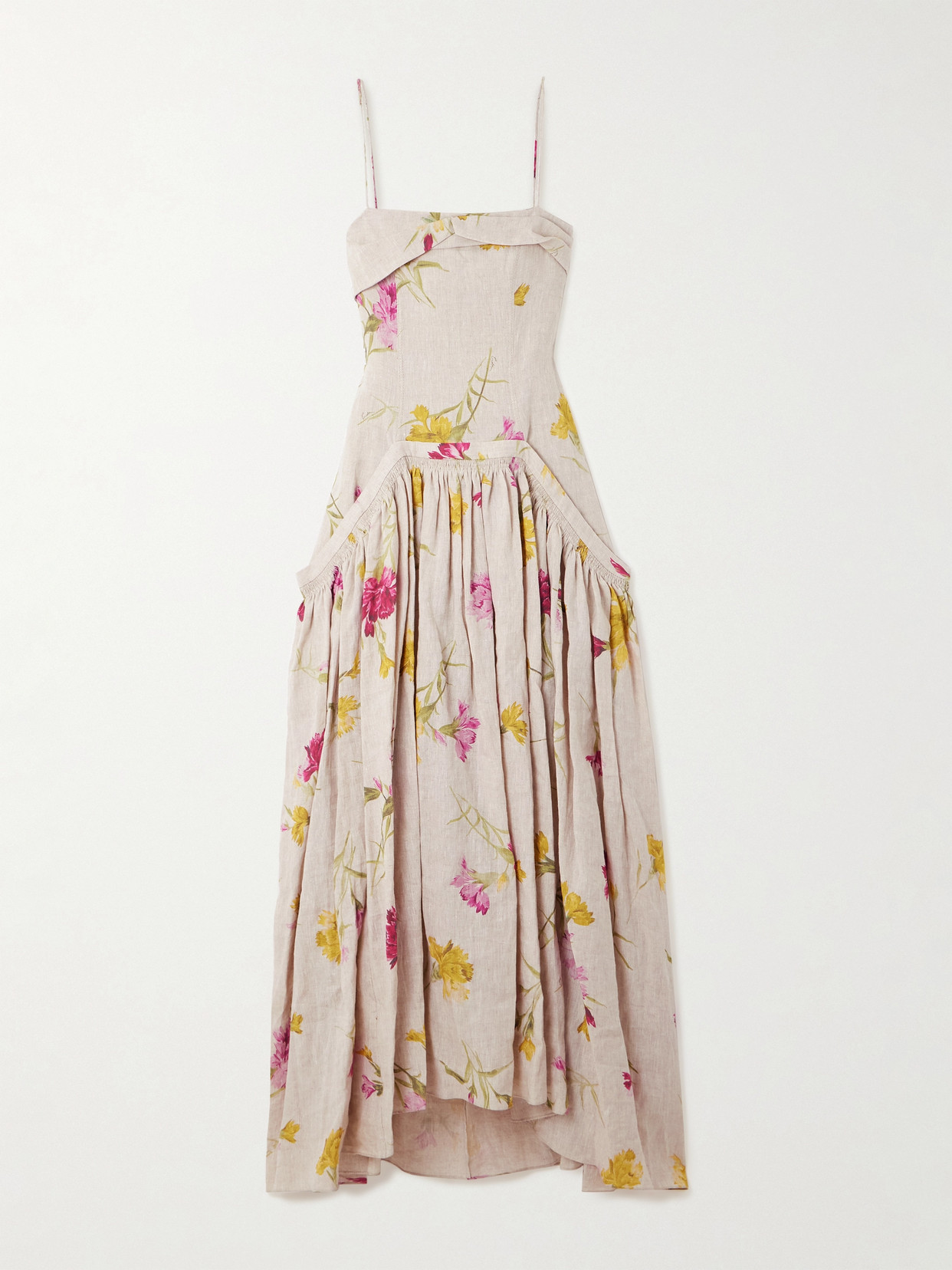 ERDEM FLORAL-PRINT LINEN MIDI DRESS