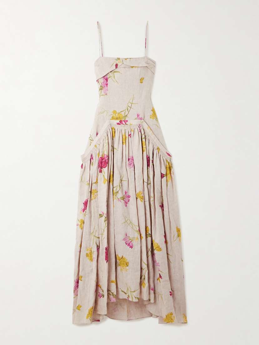 Erdem Floral-print Linen Midi Dress