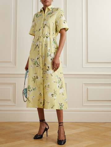 Erdem Floral-print cotton-seersucker midi shirt dress