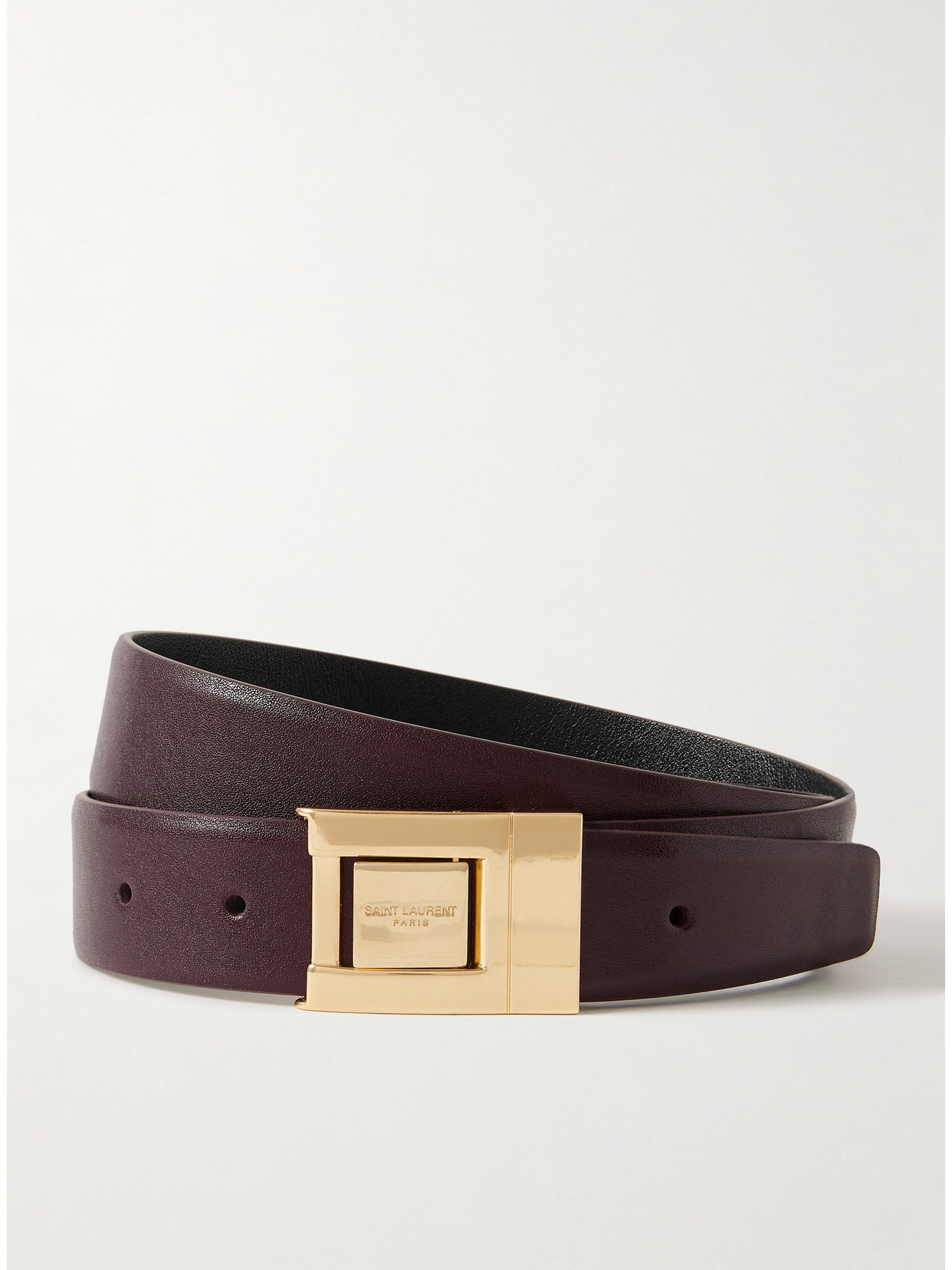 Saint Laurent Textured-leather Belt In Purple