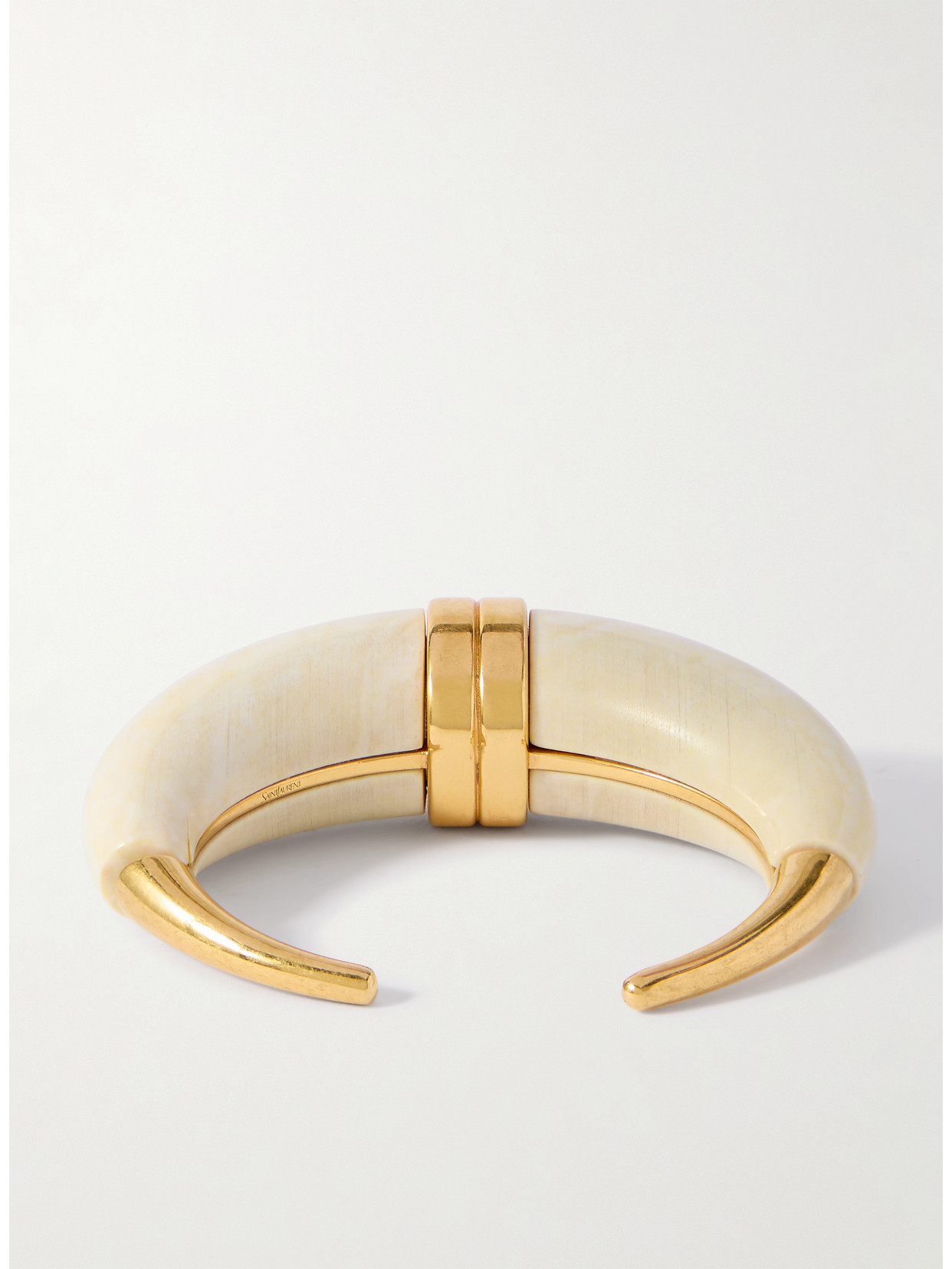 Saint Laurent Gold-tone And Resin Cuff In Cream