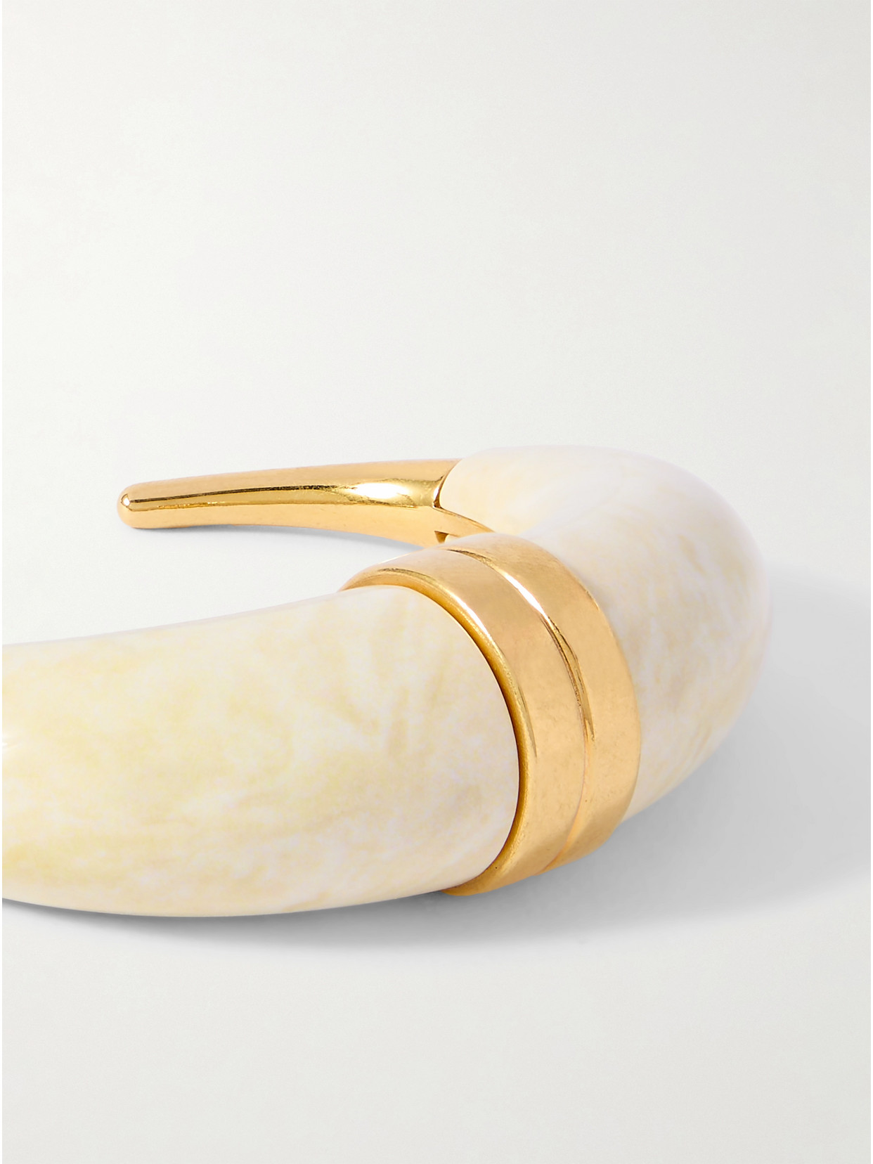 Saint Laurent Gold-tone And Resin Cuff In Cream