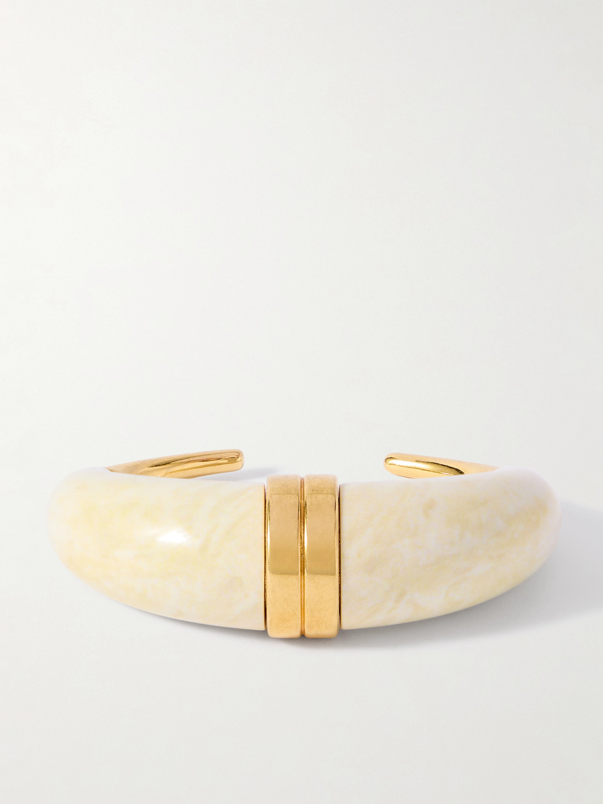 Saint Laurent Gold-tone And Resin Cuff In Cream