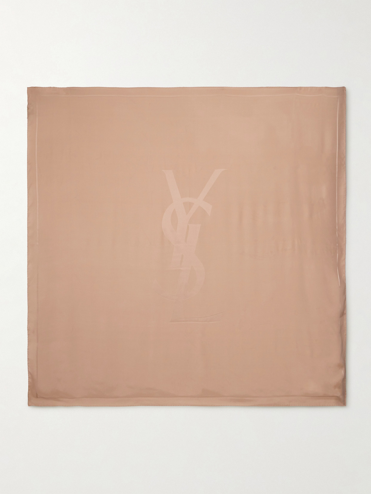 Saint Laurent Silk-charmeuse Scarf In Brown