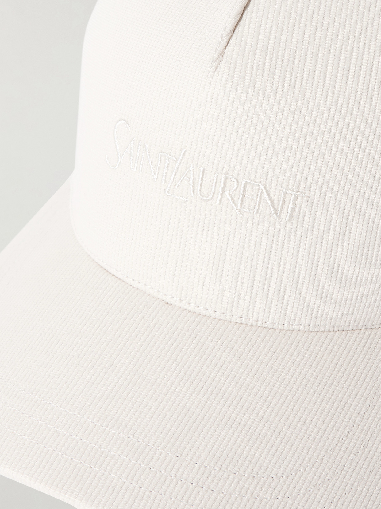Saint Laurent Embroidered Cotton-corduroy Baseball Cap In Ivory
