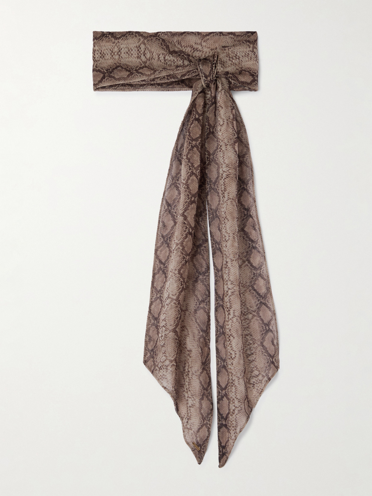 Saint Laurent Snake-print Silk-chiffon Scarf In Neutrals
