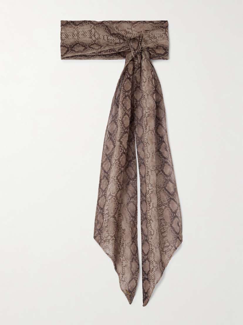 Saint Laurent Snake-print Silk-chiffon Scarf
