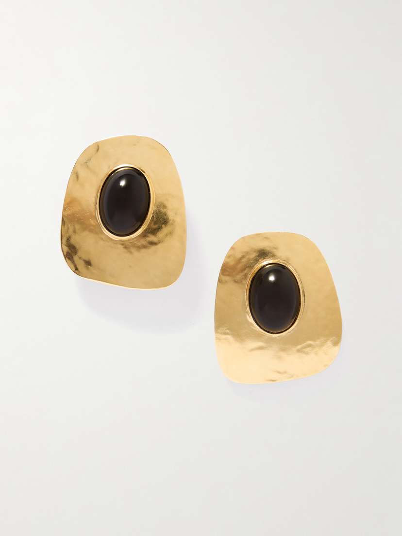 Saint Laurent tone And Resin Clip Earrings