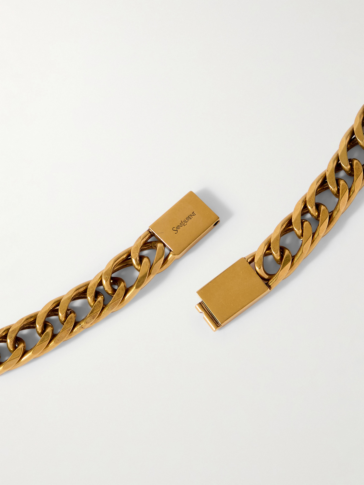 Saint Laurent Burnished Gold-tone Belt In Metallic
