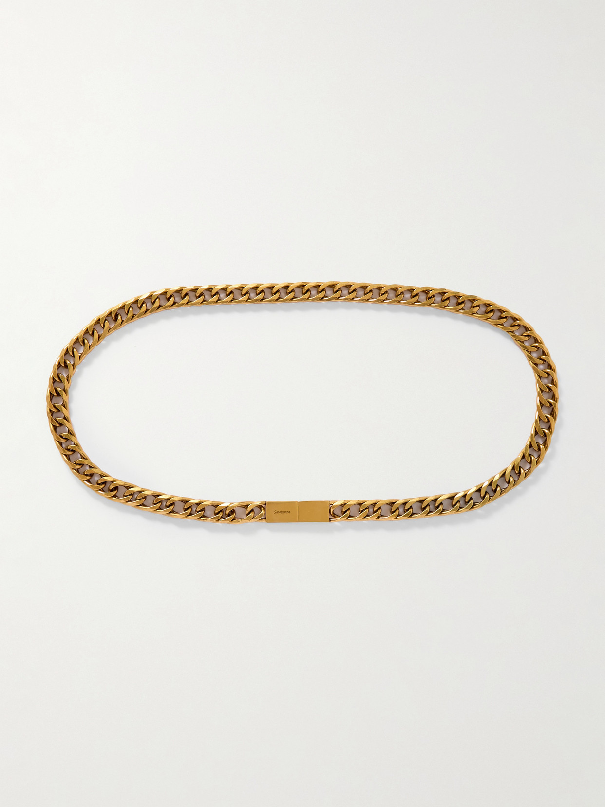 Saint Laurent Burnished Gold-tone Belt In Metallic