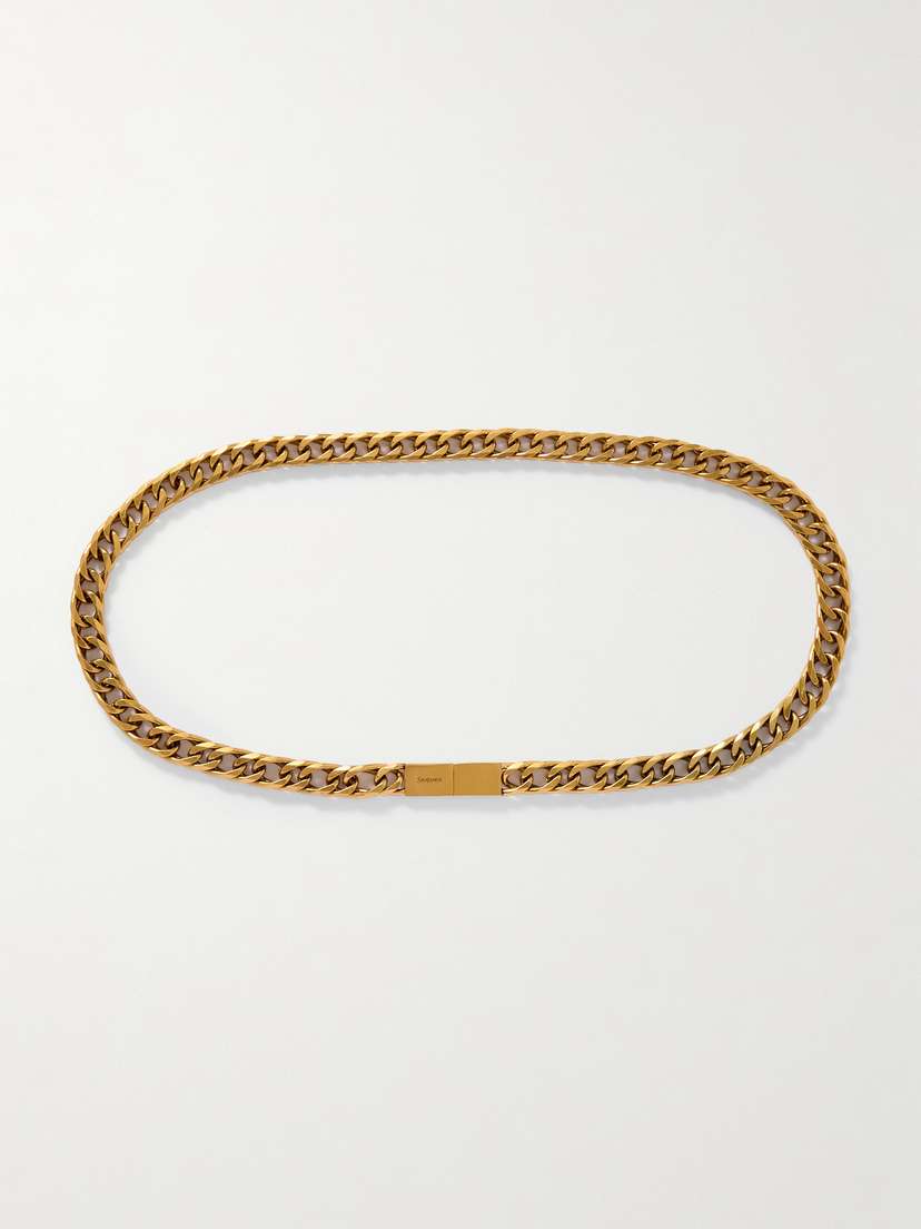 Saint Laurent Burnished Gold-tone Belt