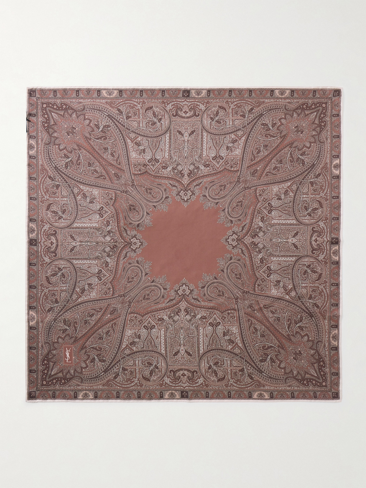 Saint Laurent Paisley-print Silk Scarf In Brown
