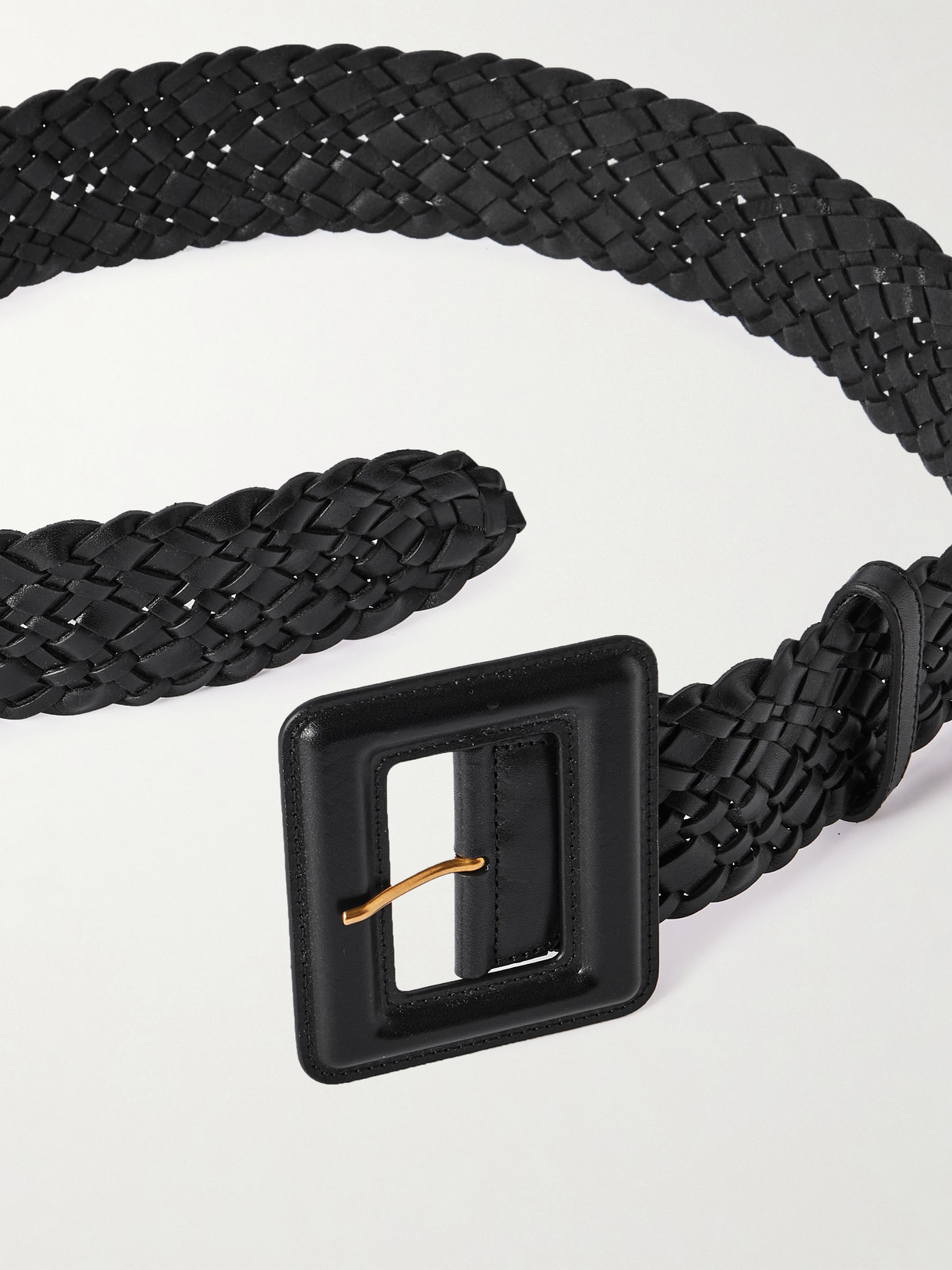 Saint Laurent 6cm Woven Leather Belt In Black