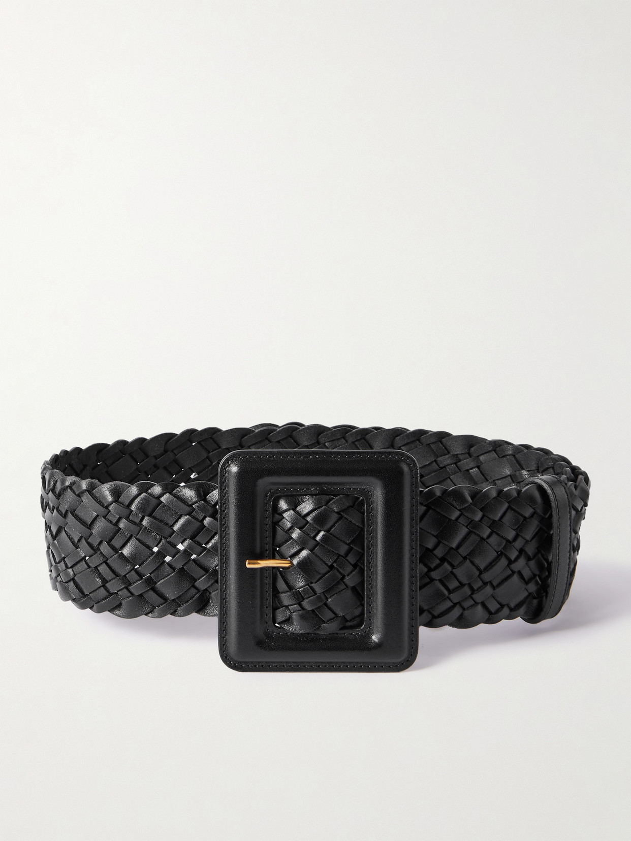 Saint Laurent 6cm Woven Leather Belt In Black