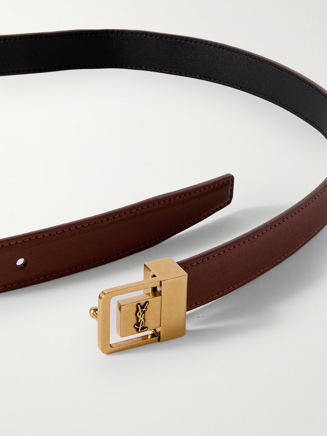 Saint Laurent Leather Waist Belt In Brown