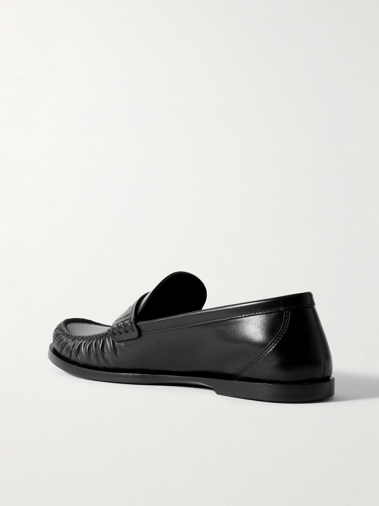 Saint Laurent Le Loafer Glossed-leather Loafers In Black