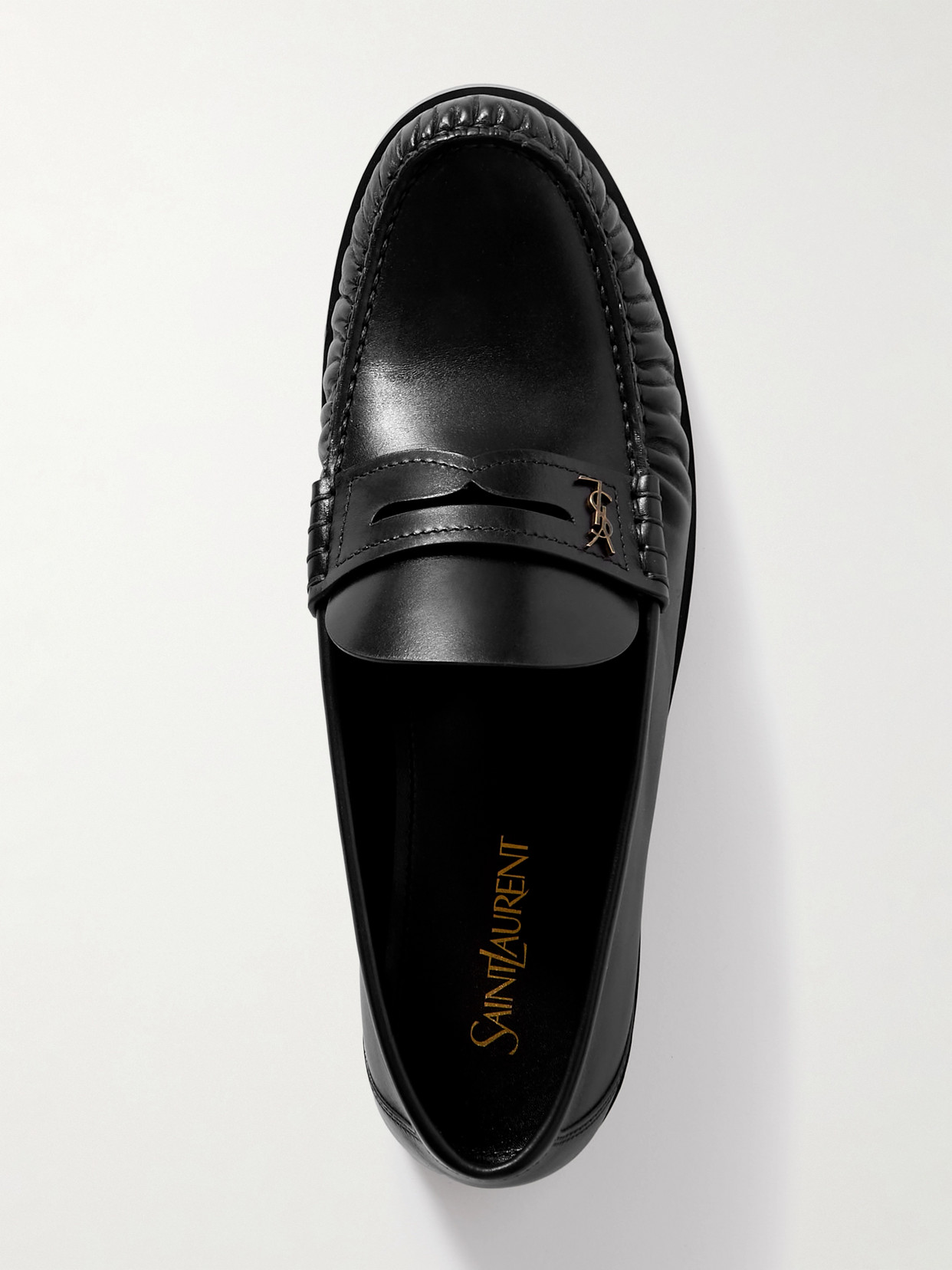 Saint Laurent Le Loafer Glossed-leather Loafers In Black