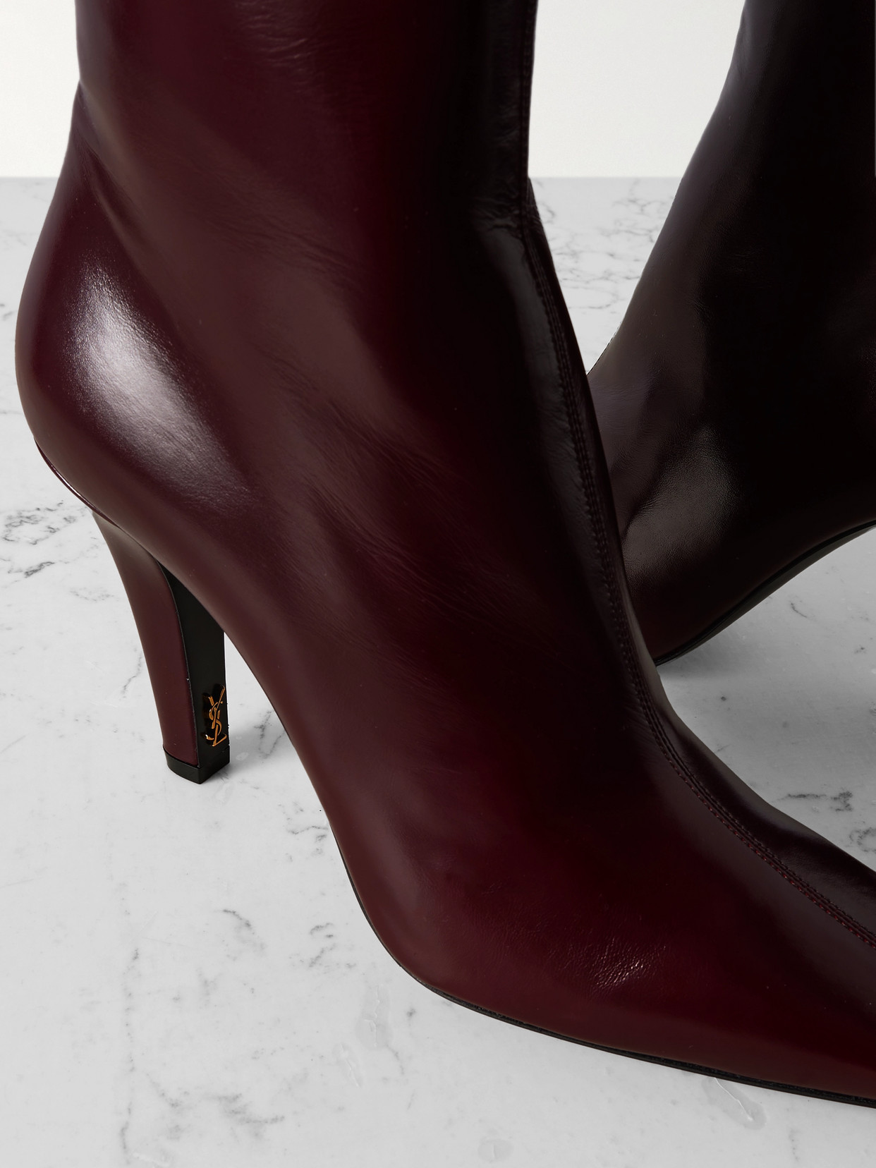 Saint Laurent Jill Patent-leather Ankle Boots In Vintage Burgundy