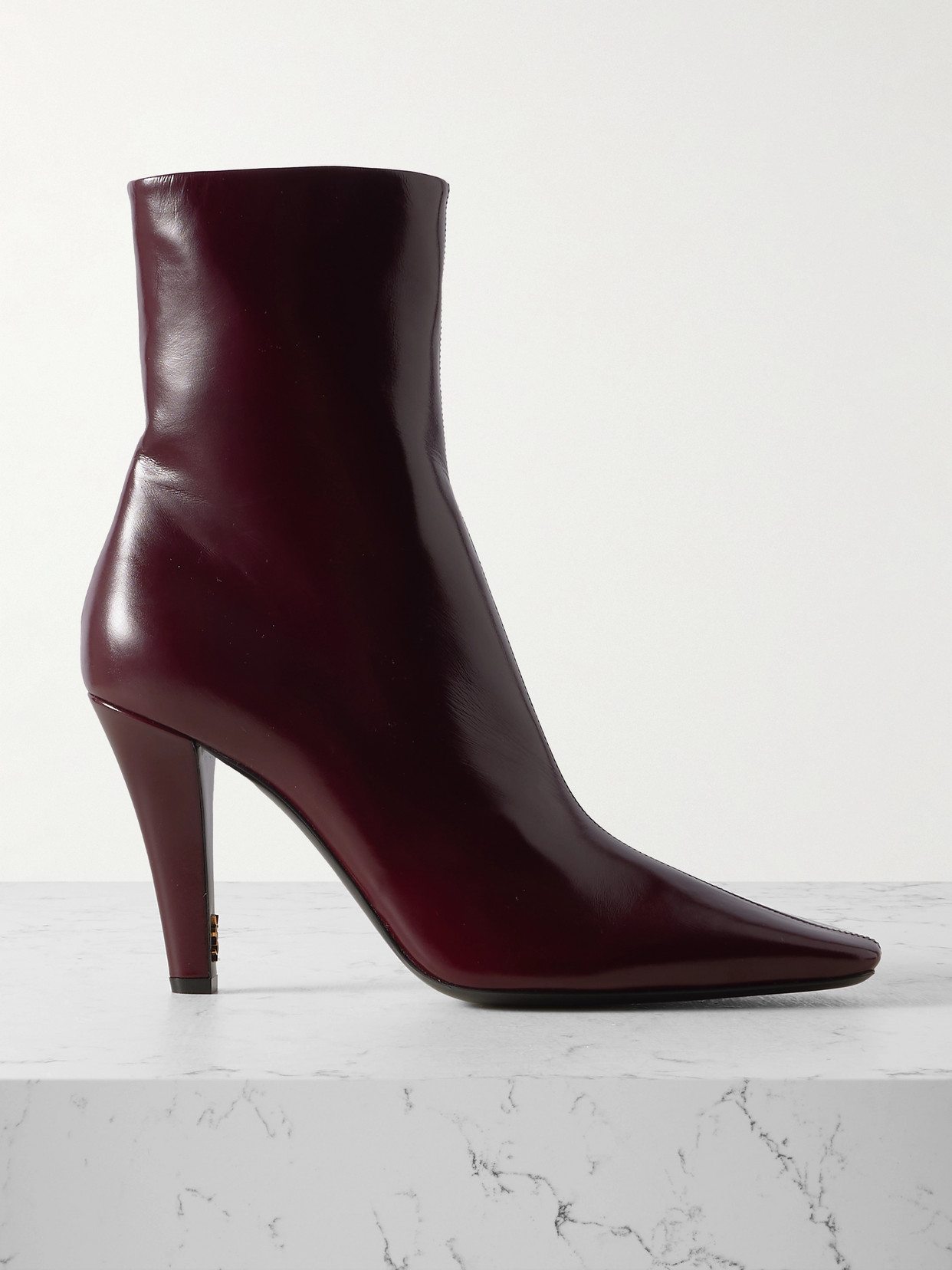 SAINT LAURENT - Jill Patent-leather Ankle Boots - Burgundy