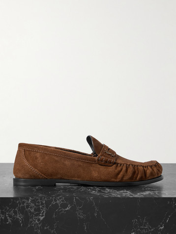 Saint Laurent Laurent logo-embellished suede penny loafers