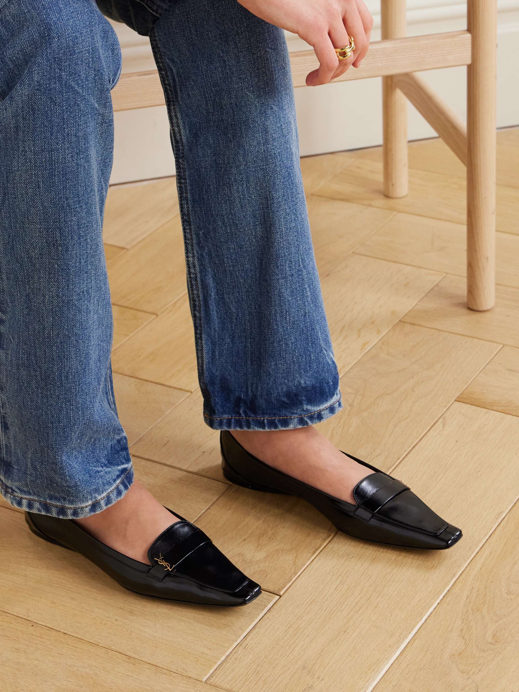 SAINT LAURENT Poppy logo-embellished leather loafers | NET-A