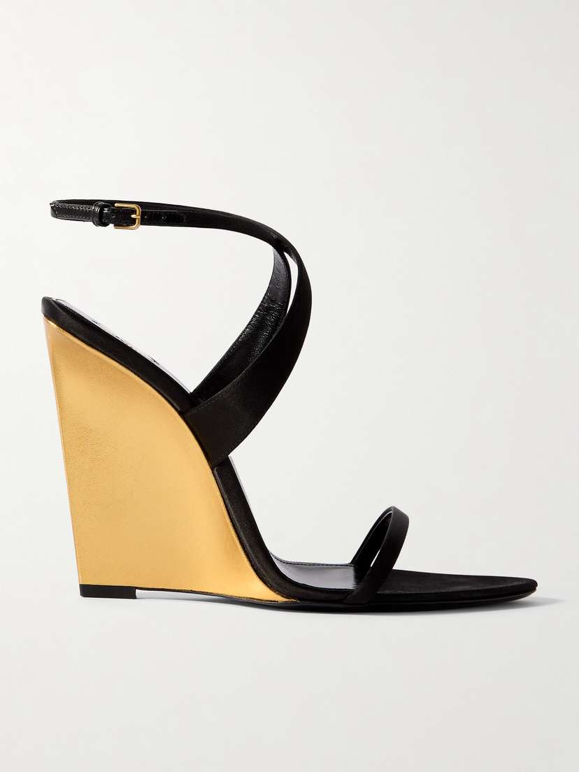 Saint Laurent Salome Satin Wedge Sandals