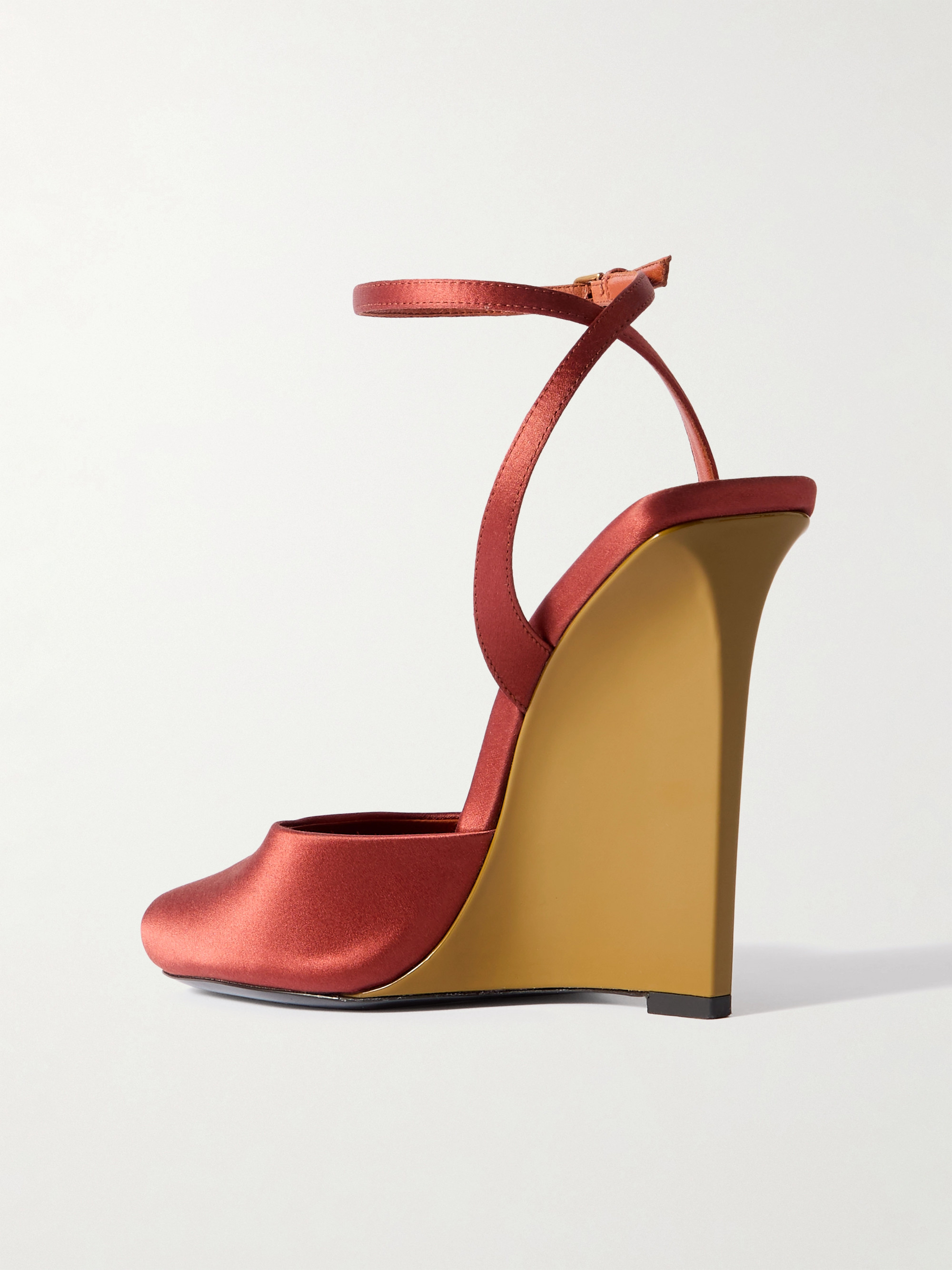 Saint Laurent La Scandale satin wedge sandals thumbnail