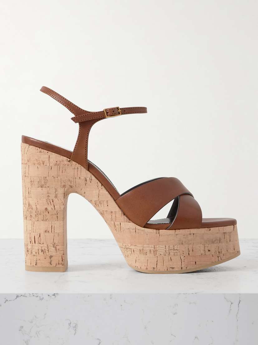 Saint Laurent Bianca Leather Platform Sandals