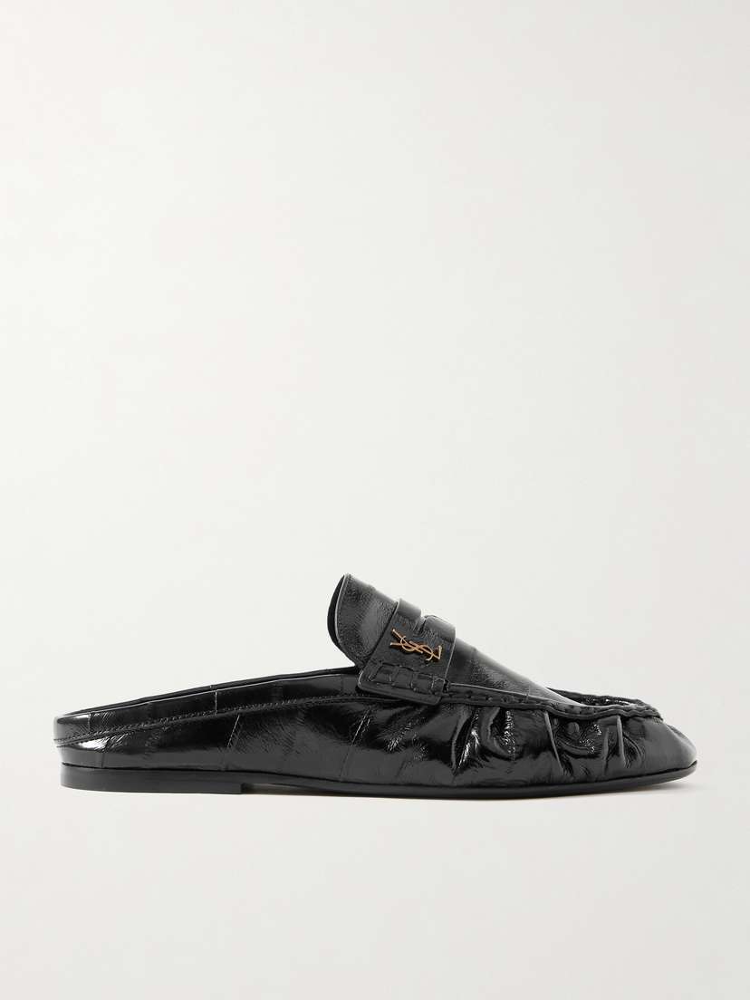 Saint Laurent Le Loafer Glossed-eel Slippers